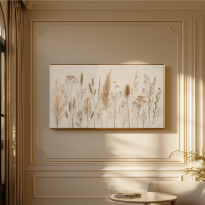 Minimalist Botanical Frame TV Art - Dried Grasses and Wild Botanical on Linen Background - Image 5