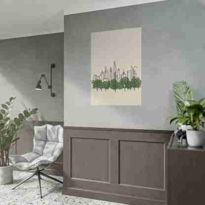 Rolled Poster – Minimalist City Skyline and Trees Wall Art - Image 9