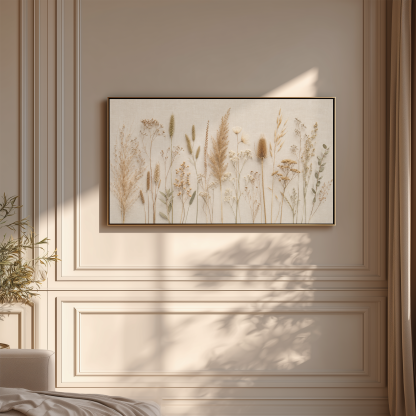 Minimalist Botanical Frame TV Art - Dried Grasses and Wild Botanical on Linen Background - Image 4