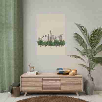 Rolled Poster – Minimalist City Skyline and Trees Wall Art - Image 8