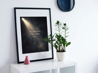 The Light Shines in the Darkness John 1:5 Inspirational Rolled Poster - Image 2