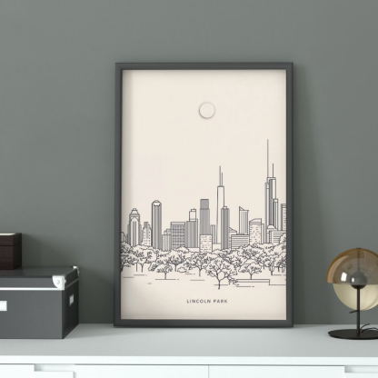 Lincoln Park Chicago Skyline Rolled Poster