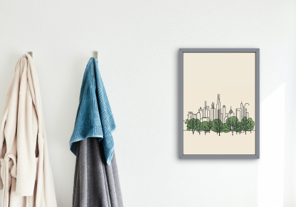 Rolled Poster – Minimalist City Skyline and Trees Wall Art - Image 3