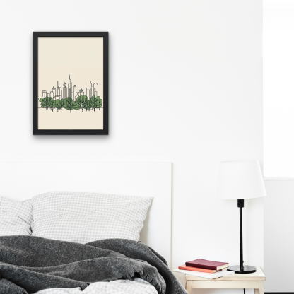 Rolled Poster – Minimalist City Skyline and Trees Wall Art - Image 6
