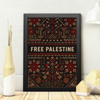 Free Palestine Palestinian Tatreez Pattern Rolled Poster