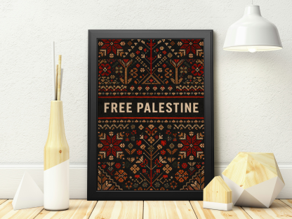 Free Palestine Palestinian Tatreez Pattern Rolled Poster