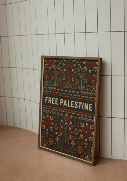 Free Palestine Palestinian Tatreez Pattern Rolled Poster - Image 2
