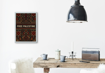 Free Palestine Palestinian Tatreez Pattern Rolled Poster - Image 3