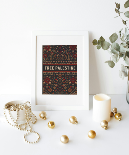 Free Palestine Palestinian Tatreez Pattern Rolled Poster - Image 5