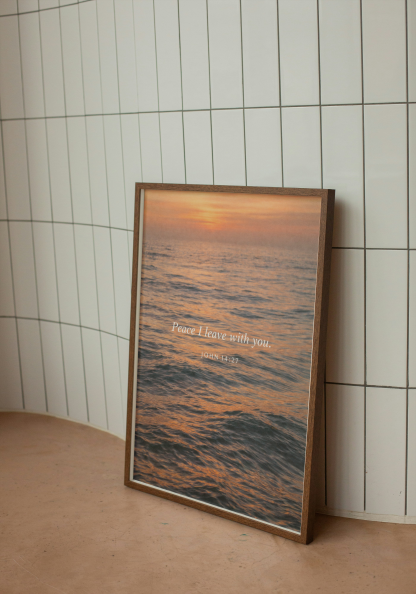 Peace I Leave with You Ocean Sunset Rolled Poster - Image 2