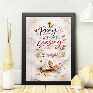 Pray Without Ceasing Christian Scripture Rolled Poster