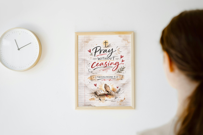 Pray Without Ceasing Christian Scripture Rolled Poster - Image 3