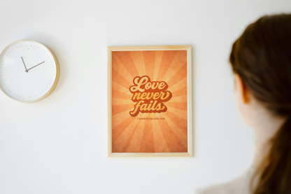Love Never Fails Christian Rolled Poster – 1 Corinthians 13:8 - Image 2