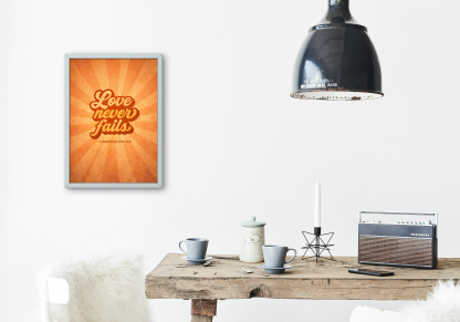 Love Never Fails Christian Rolled Poster – 1 Corinthians 13:8 - Image 5