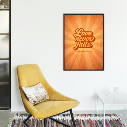 Love Never Fails Christian Rolled Poster – 1 Corinthians 13:8 - Image 7