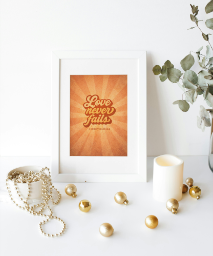 Love Never Fails Christian Rolled Poster – 1 Corinthians 13:8 - Image 8