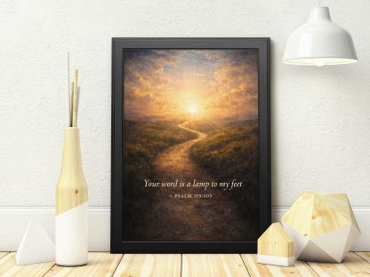 Psalm 119:105 Scripture Rolled Poster – Your Word Is a Lamp to My Feet