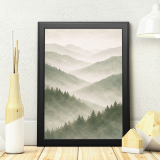Misty Mountain Forest Rolled Poster