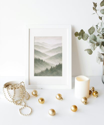 Misty Mountain Forest Rolled Poster - Image 3