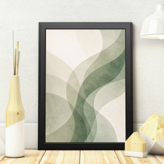Abstract Sage Green Wavy Shapes Rolled Poster