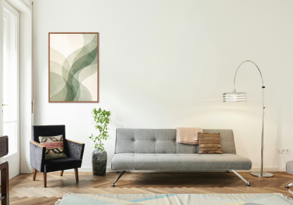 Abstract Sage Green Wavy Shapes Rolled Poster - Image 2