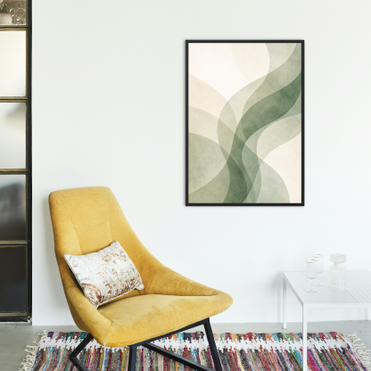 Abstract Sage Green Wavy Shapes Rolled Poster - Image 7