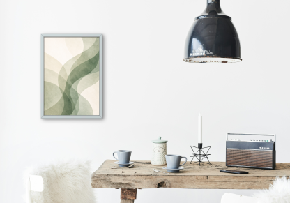 Abstract Sage Green Wavy Shapes Rolled Poster - Image 8