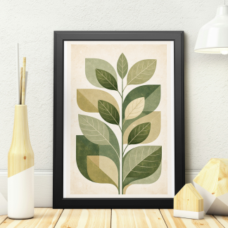 Botanical Leaf Rolled Poster – Modern Green Nature Wall Art