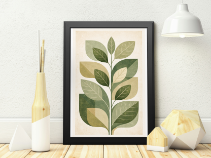 Botanical Leaf Rolled Poster – Modern Green Nature Wall Art