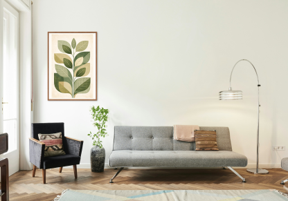 Botanical Leaf Rolled Poster – Modern Green Nature Wall Art - Image 2