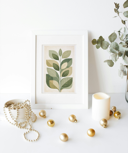 Botanical Leaf Rolled Poster – Modern Green Nature Wall Art - Image 8