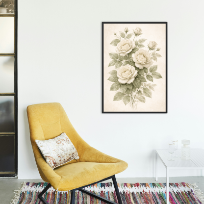 Vintage Sage Green Rose Floral Rolled Poster - Image 3