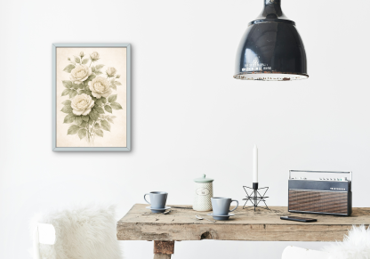 Vintage Sage Green Rose Floral Rolled Poster - Image 6