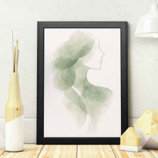 Abstract Green Woman Profile Rolled Poster