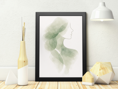 Abstract Green Woman Profile Rolled Poster