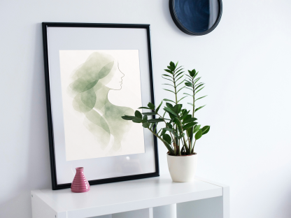 Abstract Green Woman Profile Rolled Poster - Image 2