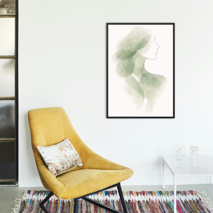 Abstract Green Woman Profile Rolled Poster - Image 4