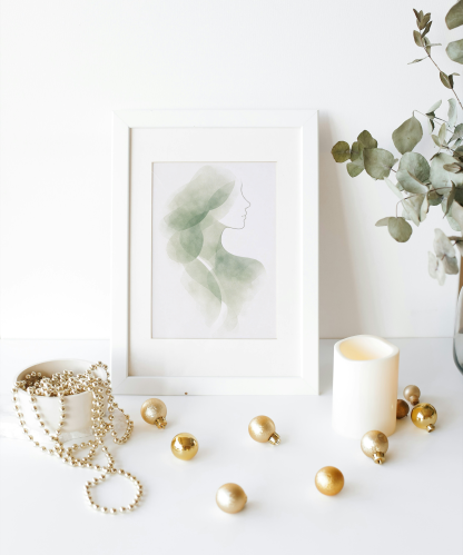 Abstract Green Woman Profile Rolled Poster - Image 6