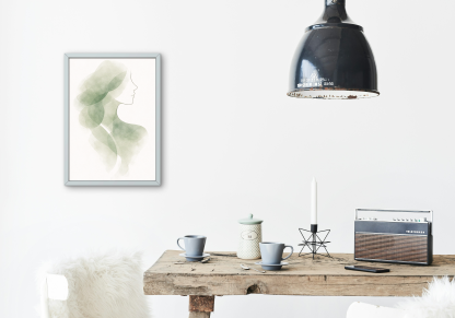 Abstract Green Woman Profile Rolled Poster - Image 8