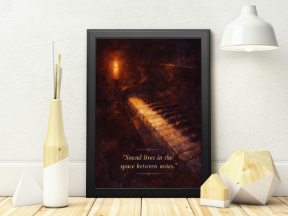 Rolled Poster – Vintage Piano “Sound Lives in the Space Between Notes” Wall Art