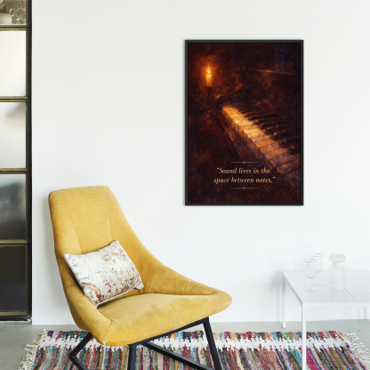 Rolled Poster – Vintage Piano “Sound Lives in the Space Between Notes” Wall Art - Image 3
