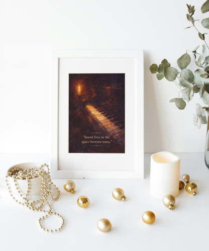 Rolled Poster – Vintage Piano “Sound Lives in the Space Between Notes” Wall Art - Image 4