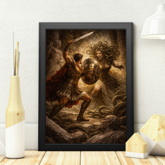 Perseus and Medusa Greek Mythology Rolled Poster