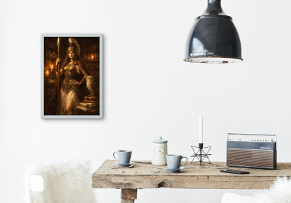 Rolled Poster – Athena Warrior Goddess with Owl, Greek Mythology Fantasy Wall Art - Image 3