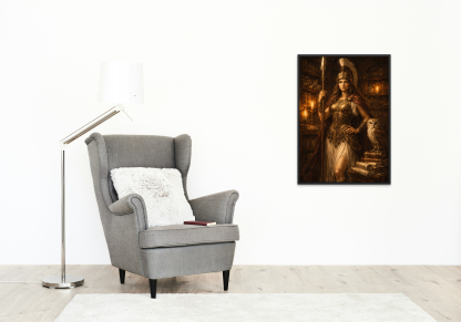 Rolled Poster – Athena Warrior Goddess with Owl, Greek Mythology Fantasy Wall Art - Image 5
