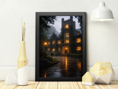 Gothic Castle in the Rain Rolled Poster