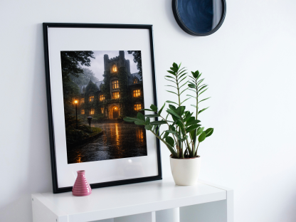 Gothic Castle in the Rain Rolled Poster - Image 2