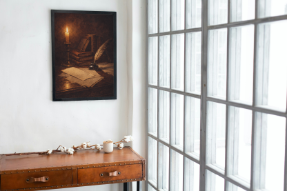 Candlelit Books and Quill Rolled Poster - Image 3