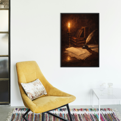 Candlelit Books and Quill Rolled Poster - Image 6
