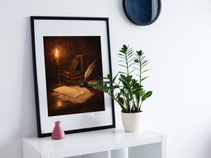 Candlelit Books and Quill Rolled Poster - Image 8